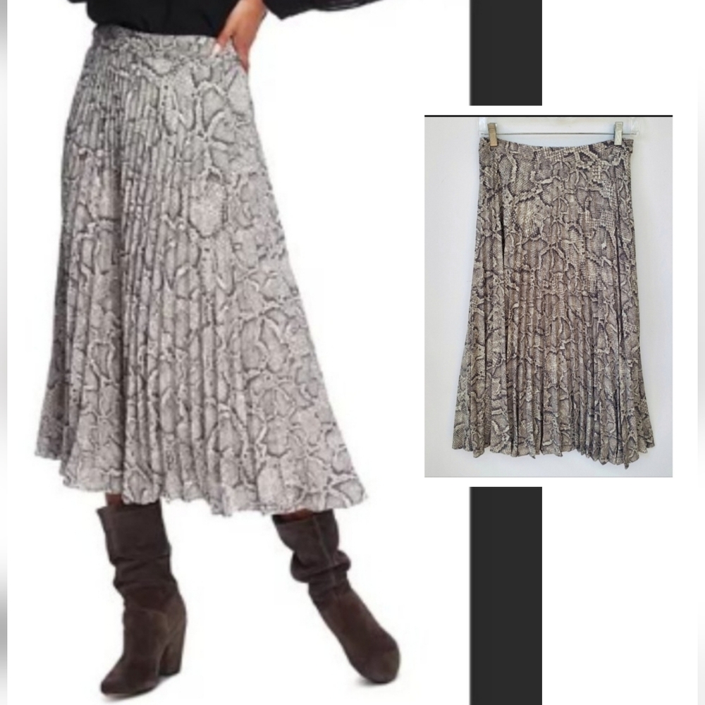 1. State Pleated Midi/Maxi Skirt in Snakeskin Print Like NEW!